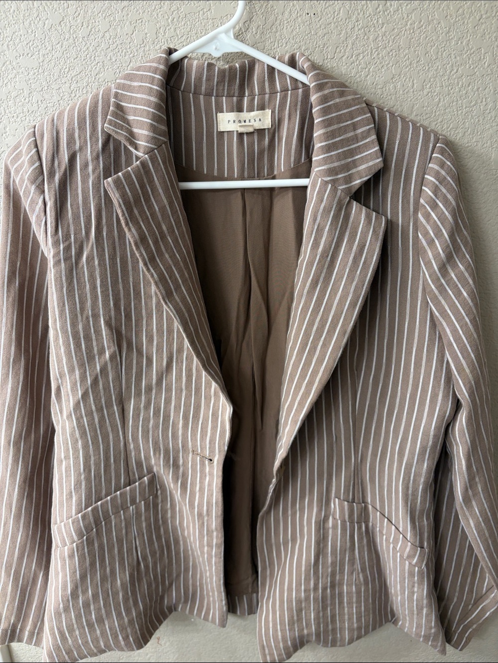 FRNCH Taupe Pinstripe Blazer
